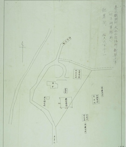1937年大屯山觀測所竹子湖事務所新築工事配置圖。點此顯示大圖(彈出視窗)