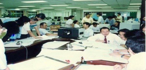 約1980年代早期人工手繪天氣圖。